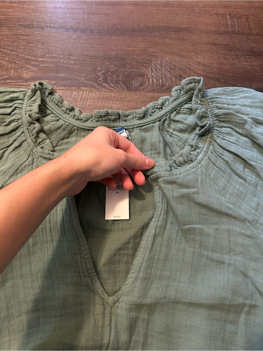 Old Navy Sage Green V-Neck Short Sleeve Dress - Picture 5 of 8